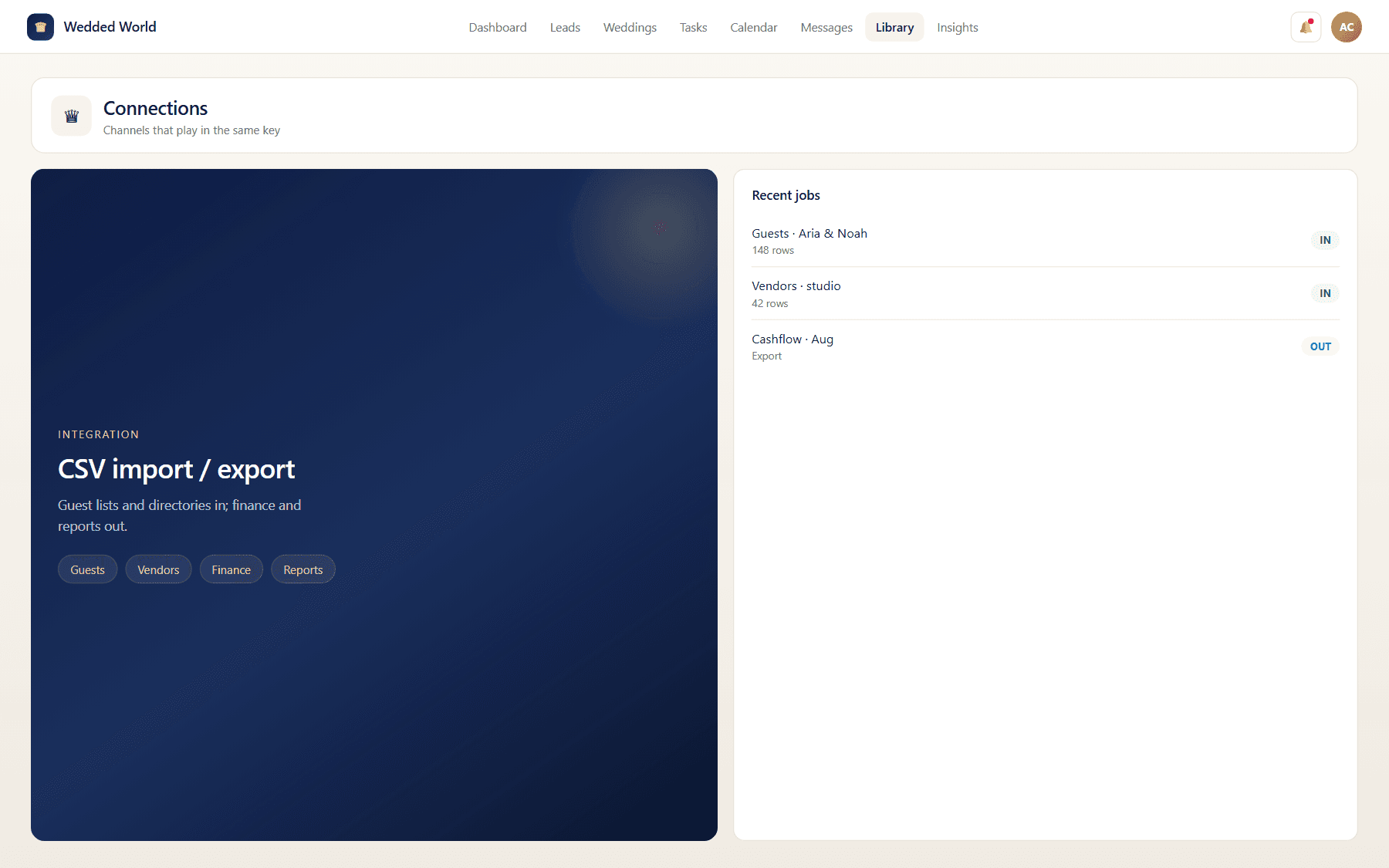 CSV Import / Export integration mock