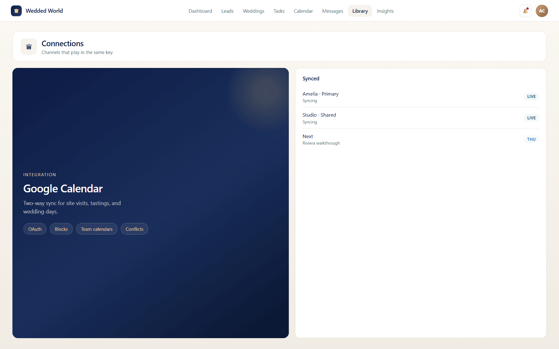 Google Calendar integration mock